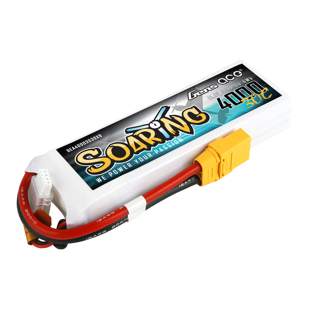 Gens ace Soaring 4000mAh 11.1V 30C 3S1P Lipo Battery Pack with XT90 plug