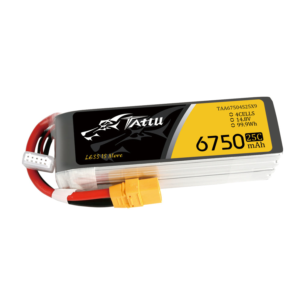 Tattu 6750mAh 14.8V 25C 4S1P Lipo Battery with XT90