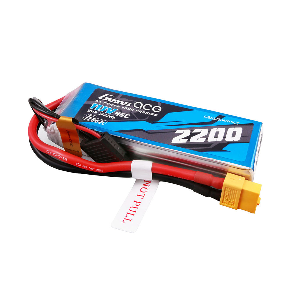 Gens ace G-Tech 2200mAh 11.1V 45C 3S1P Lipo Battery Pack with XT60 Plug