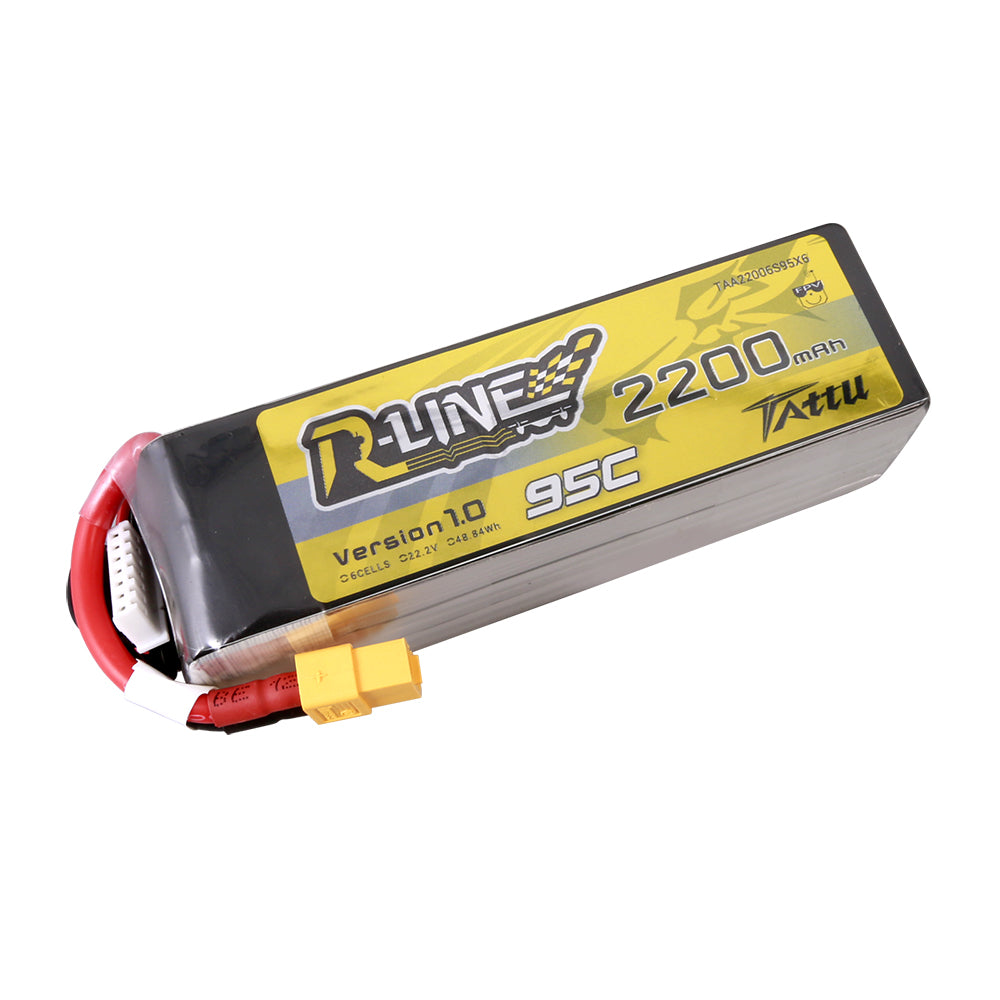 Tattu R-Line 22.2V 2200mAh 6S 95C Lipo Battery with XT60 Plug