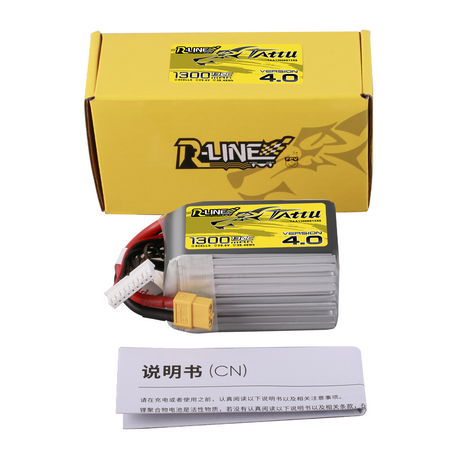 Tattu R-Line Version 4.0 1300mAh 8S 29.6V 130C Lipo Battery Pack with XT60 Plug