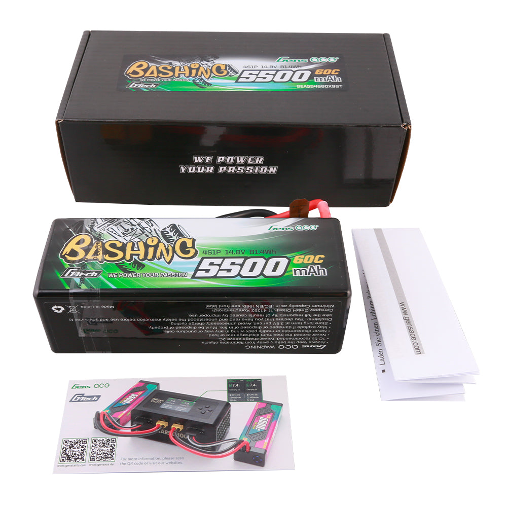 Gens ace G-Tech 5500mAh 4S 14.8V 60C HardCase RC car Lipo Battery