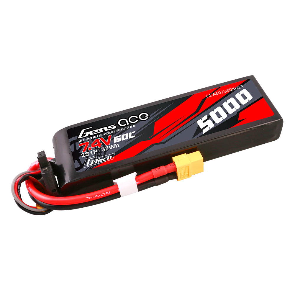 Gens ace G-Tech 5000mAh 7.4V 60C 2S1P Lipo PC material case with XT60 Plug