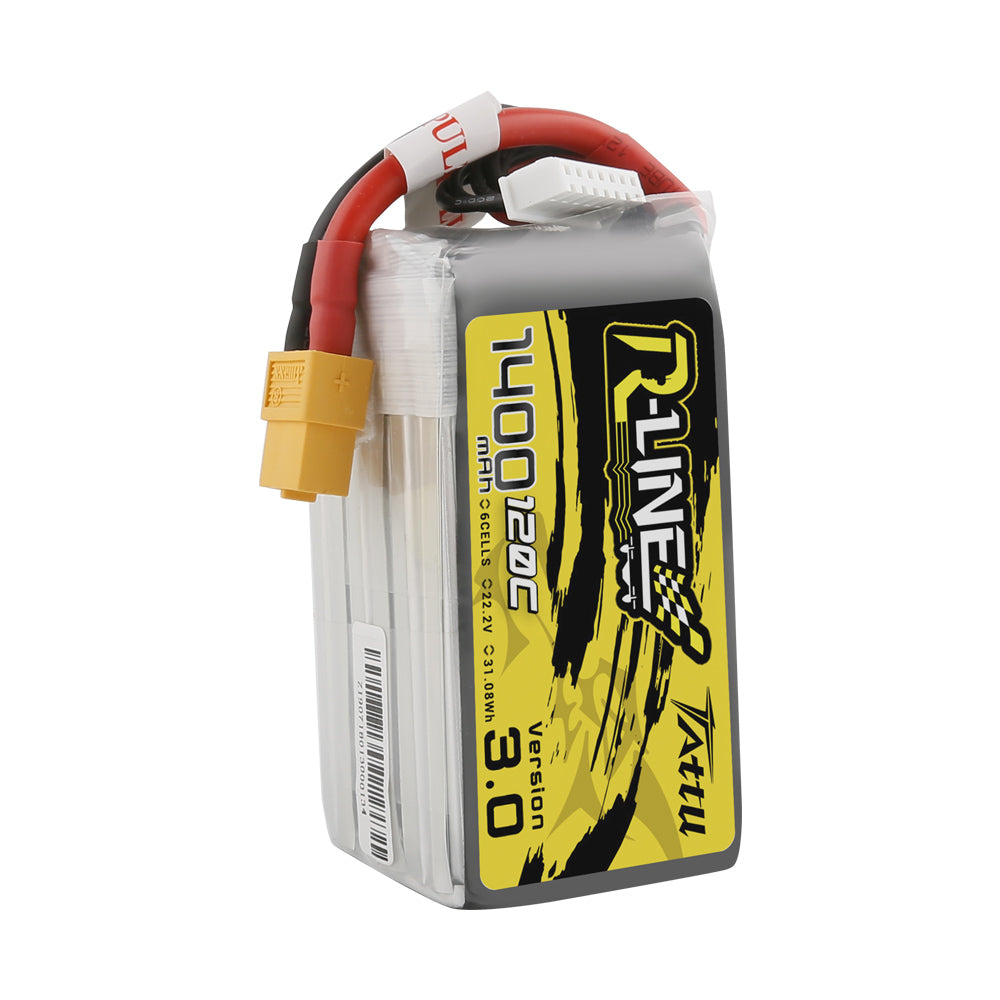 Tattu R-Line Version 3.0 1400mAh 6S 22.2V 120C Lipo Battery Pack with XT60 Plug