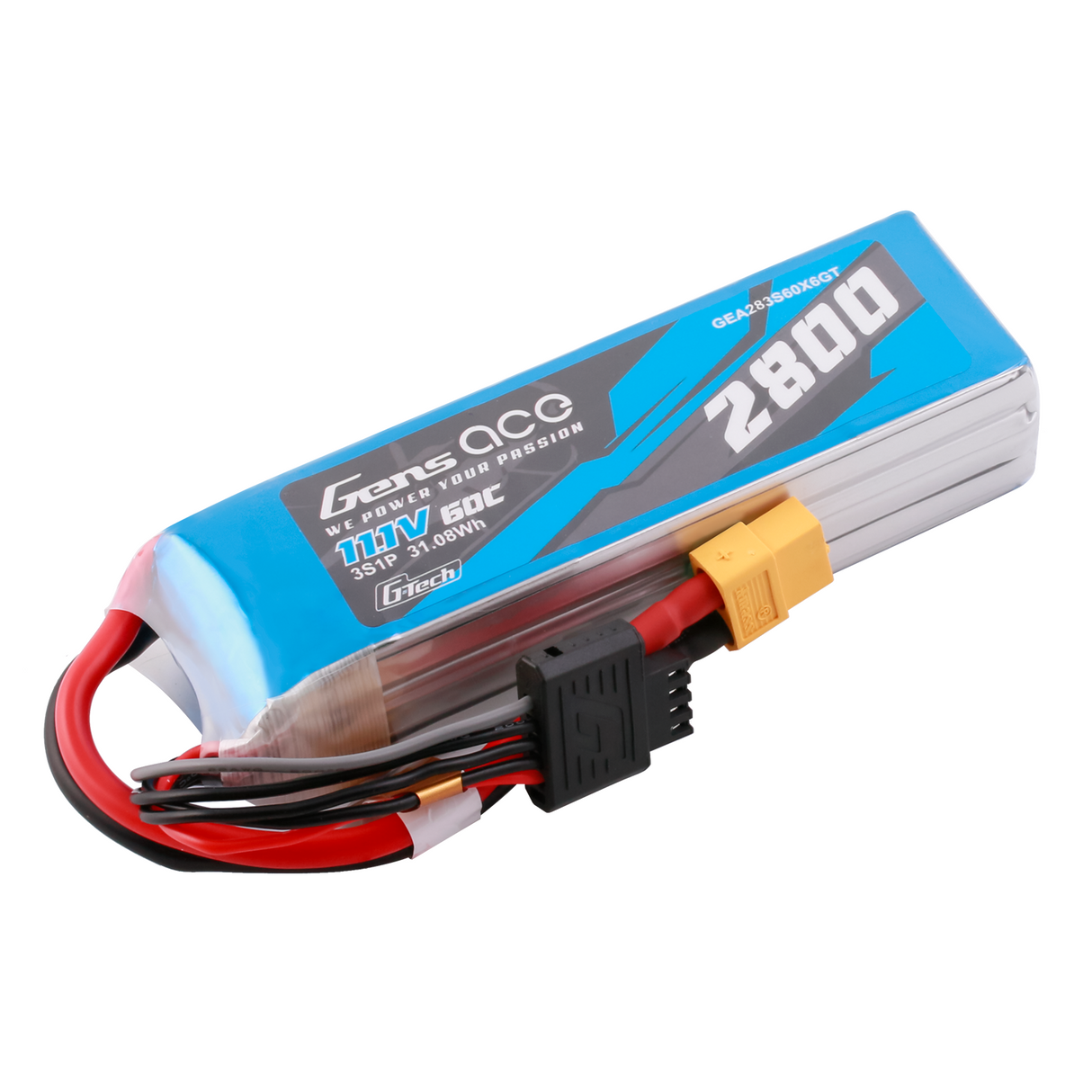 Gens ace G-Tech Soaring 2800mAh 11.1V 60C 3S1P LiPo Battery Pack with XT60 Plug