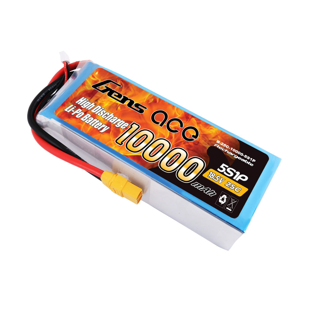 Gens ace 10000mAh 18.5V 25C 5S1P Lipo Battery Pack with XT90 plug