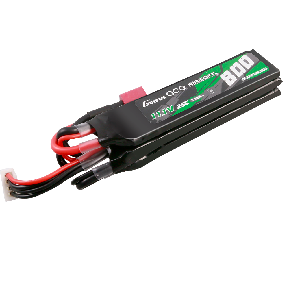 Gens ace 25C 800mAh 3S1P 11.1V NUNCHUCK 3X Airsoft Gun Lipo Battery with Deans(T) Plug