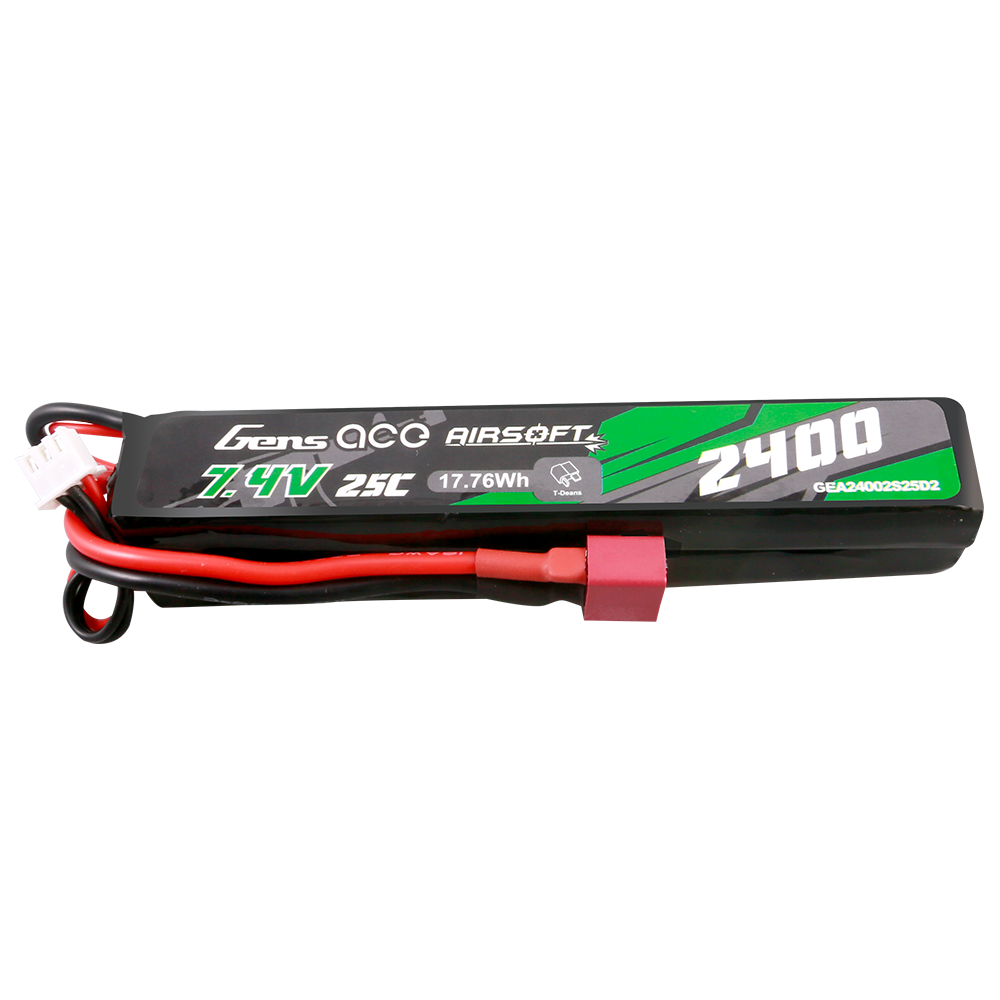 Gens ace 25C 2400mAh 2S2P 7.4V Saddle Airsoft Gun Lipo Battery with Mini Deans(T) Plug