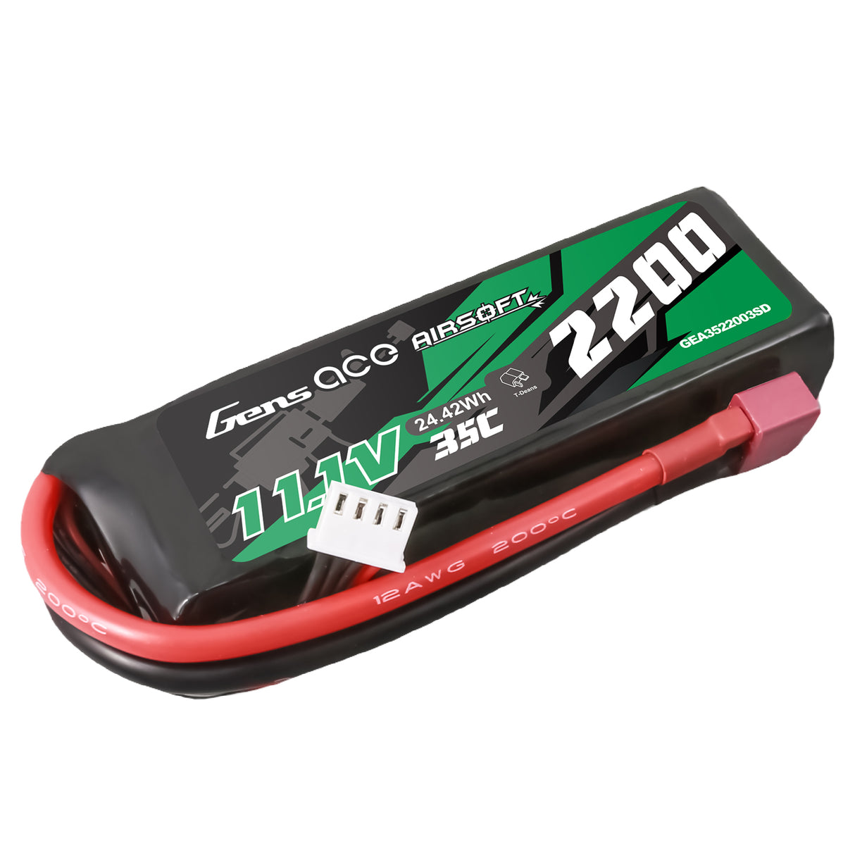 Gens ace 35C 2200mAh 3S1P 11.1V Airsoft Gun Lipo Battery with T Plug