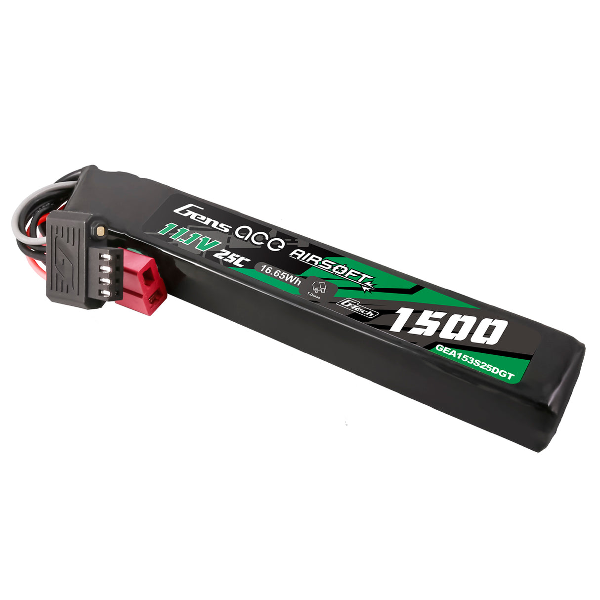 Gens ace G-Tech 25C 1500mAh 3S1P 11.1V Airsoft Gun Lipo Battery with T Plug