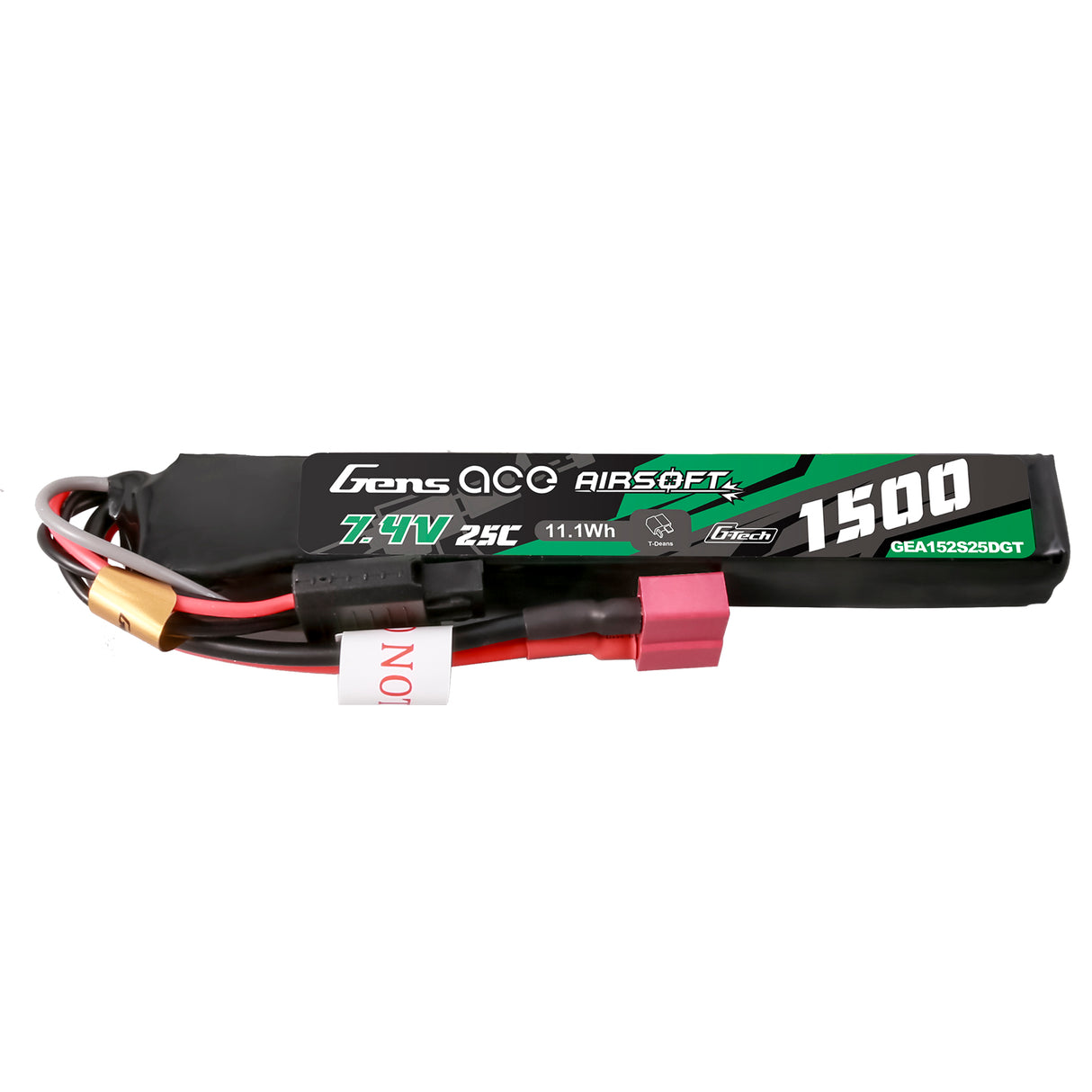 Gens ace G-Tech 25C 1500mAh 2S1P 7.4V Airsoft Gun Lipo Battery with T Plug