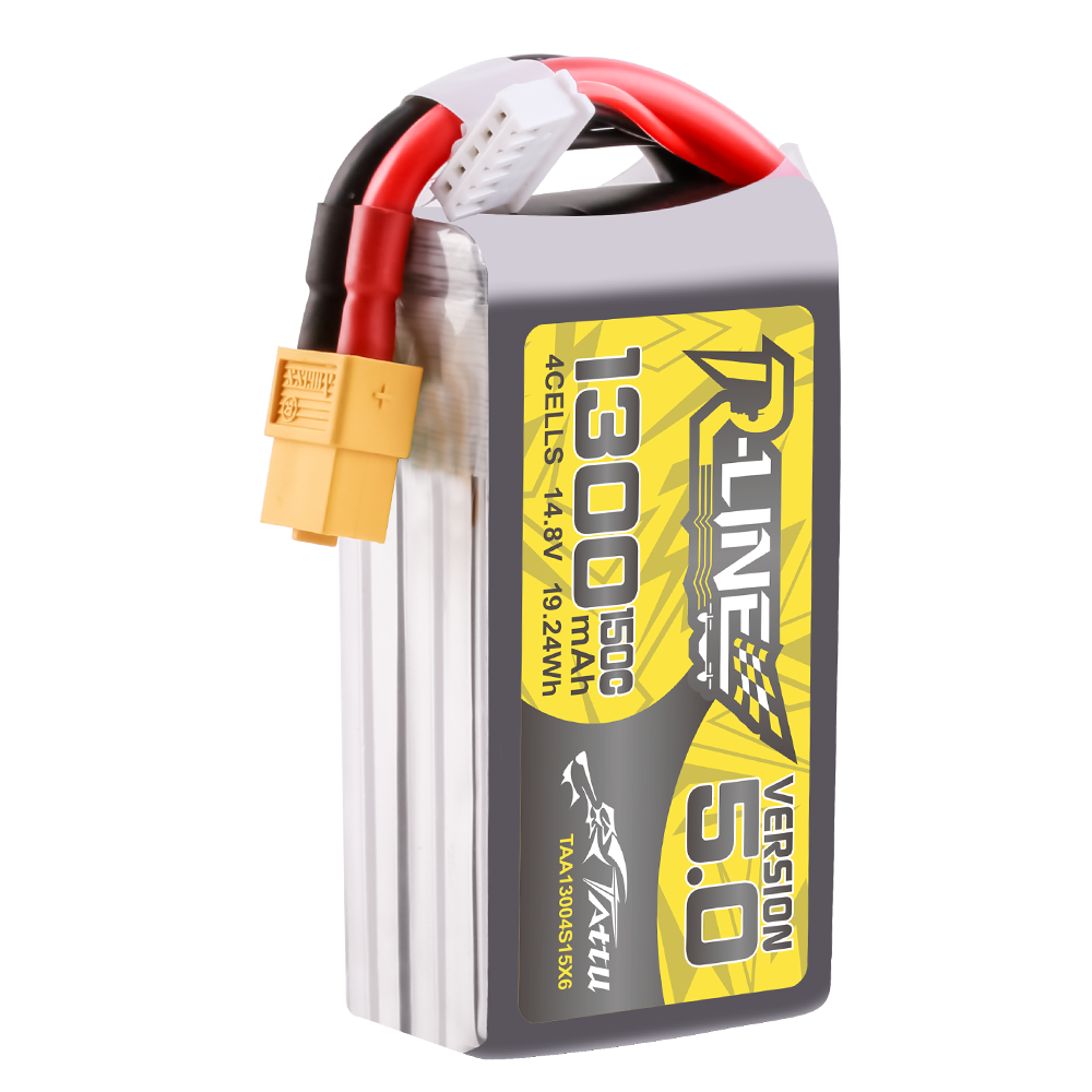 Tattu R-Line Version 5.0 1300mAh 14.8V 150C 4S Lipo Battery Pack with XT60 Plug