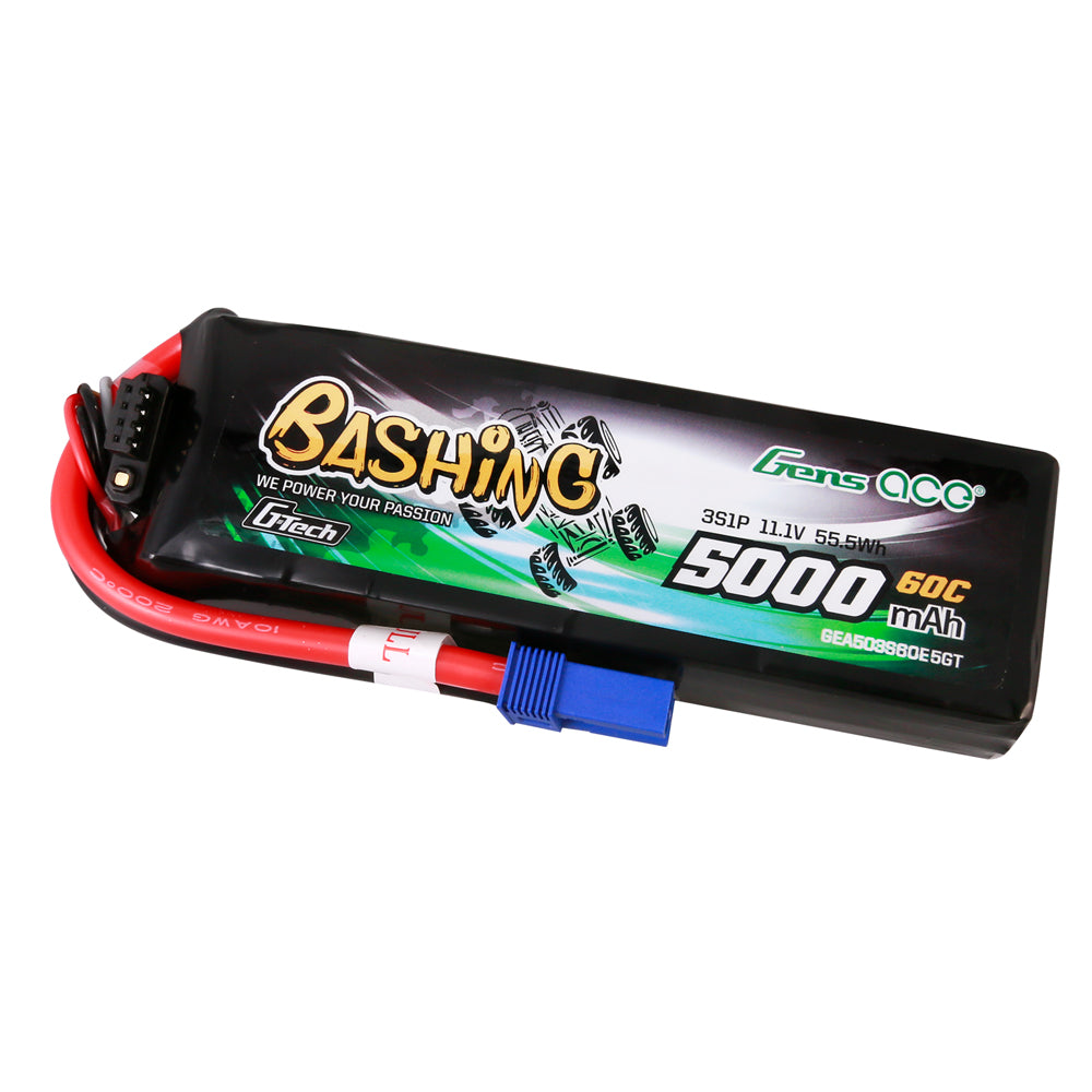 Gens ace G-Tech 5000mAh 11.1V 3S 60C Lipo Battery Pack with EC5 Plug-Bashing Series