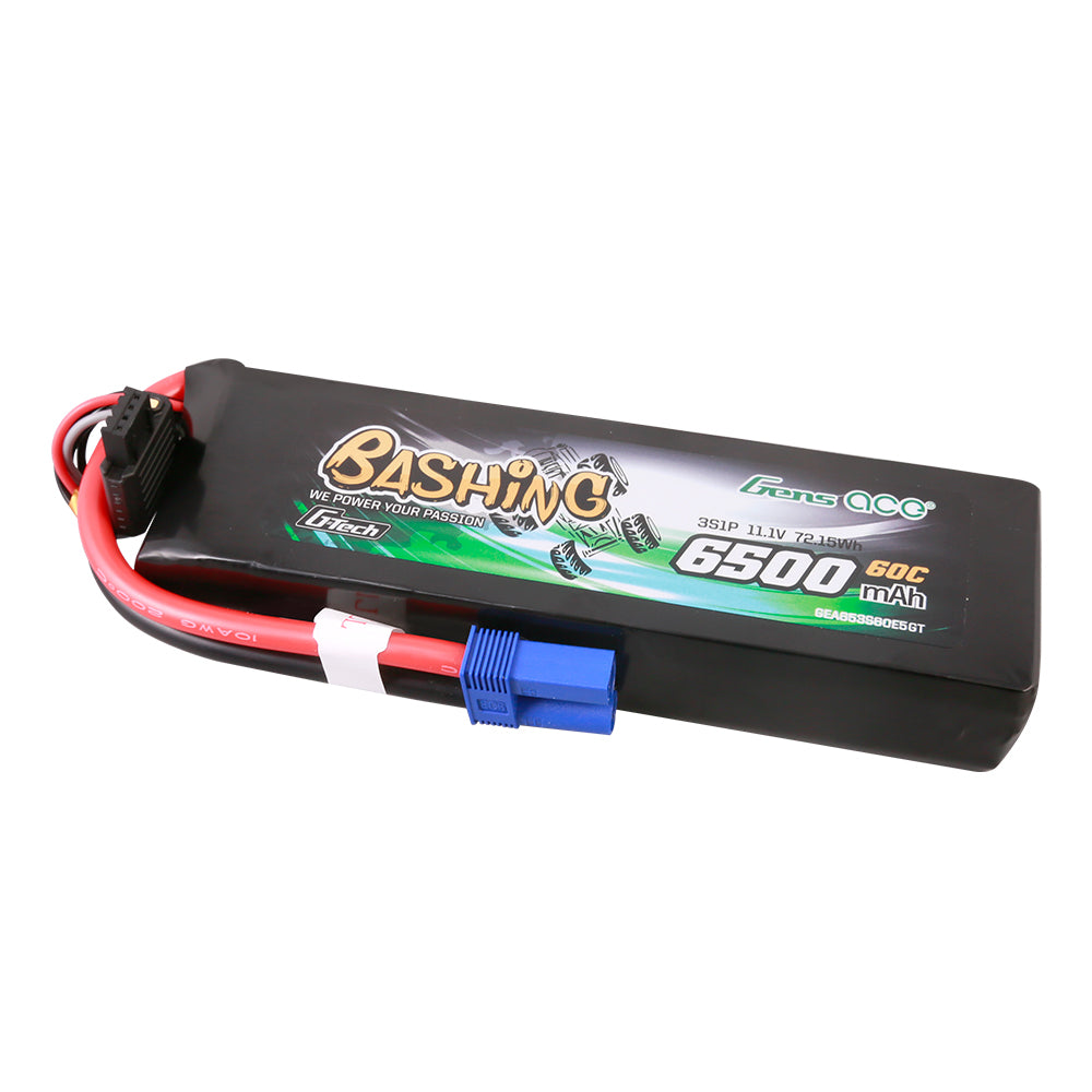 Gens ace G-Tech 6500mAh 11.1V 60C 3S Lipo Battery Pack with EC5-Bashing Series