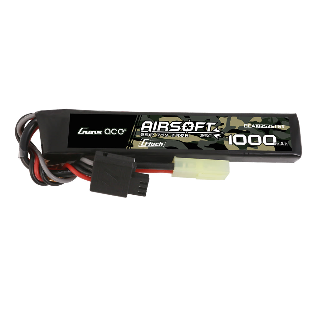 Gens ace G-Tech 25C 1000mAh 2S1P 7.4V Airsoft Gun Lipo Battery with mini Tamiya Plug