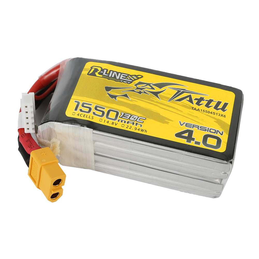 Tattu R-Line Version 4.0 1550mAh 4S 14.8V 130C Lipo Battery Pack with XT60 Plug