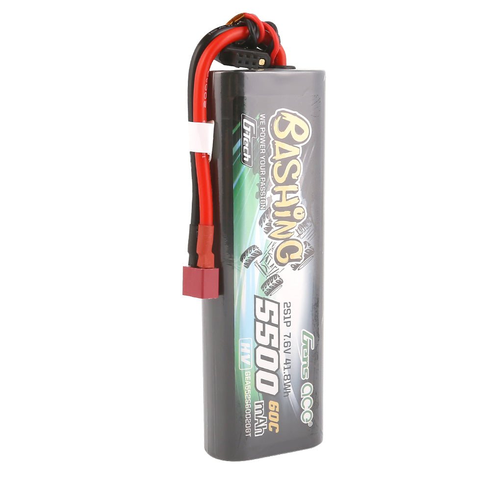 Gens ace G-Tech 5500mAh 7.6V 2S 60C HV car Lipo Battery Pack Hardcase 20# with T Plug