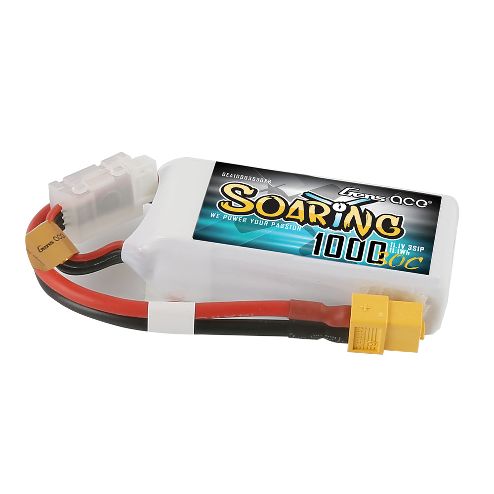 Gens ace Soaring 1000mAh 11.1V 30C 3S1P Lipo Battery Pack with XT60 Plug