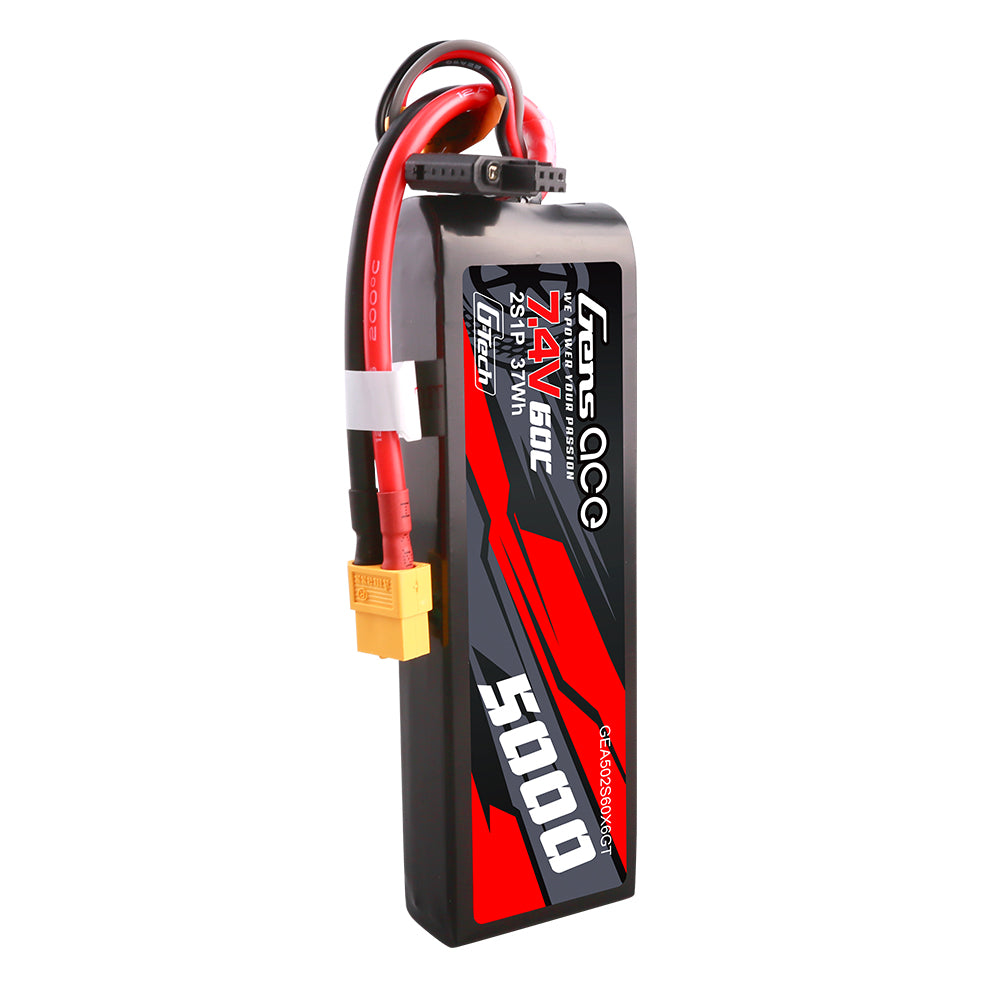 Gens ace G-Tech 5000mAh 7.4V 60C 2S1P Lipo PC material case with XT60 Plug