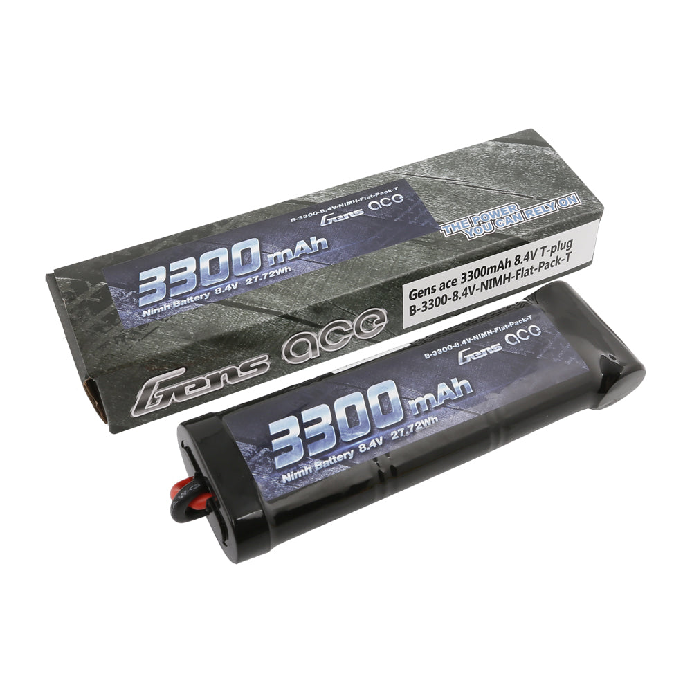 Gens ace  3300mAh  8.4V  7-Cell NiMH Flat Battery Pack  with T-plug