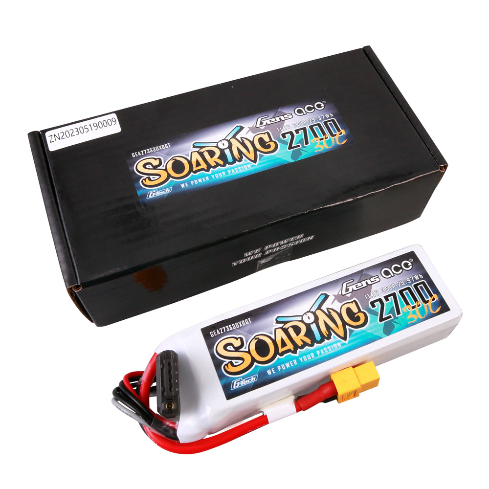 Gens ace G-Tech Soaring 2700mAh 11.1V 30C 3S1P LiPo Battery Pack with XT60 Plug