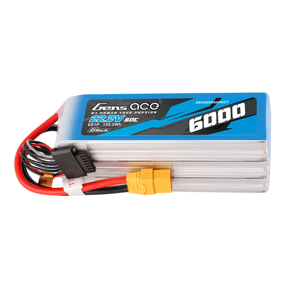 Gens Ace G-Tech 6000mAh 22.2V 60C 6S1P XT90 LIPO Battery Pack for RC aircraft