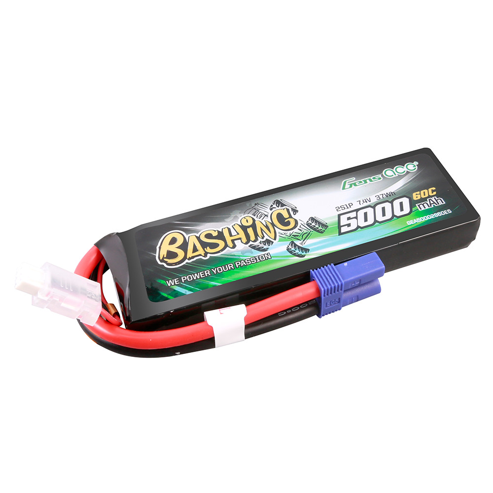 Gens ace bashing series 5000mAh 7.4V 2S 60C Lipo Battery Pack with EC5 plug