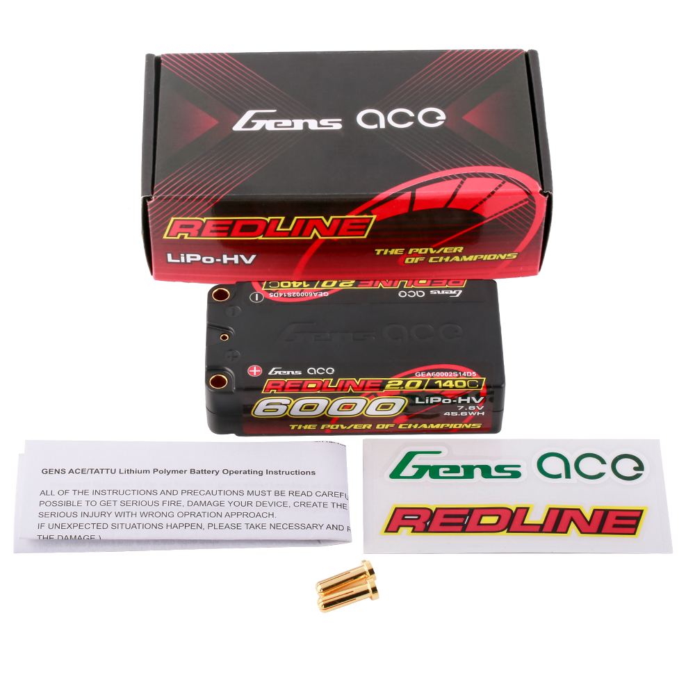 Gens ace Redline 2.0 Series 6000mAh 2S2P 7.6V 140C HardCase HV Lipo Battery Pack with Hardcase 63#