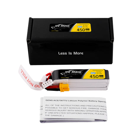 Tattu Lipo 450mAh 95C 3S1P 11.4V HV XT30U-F Long-pack