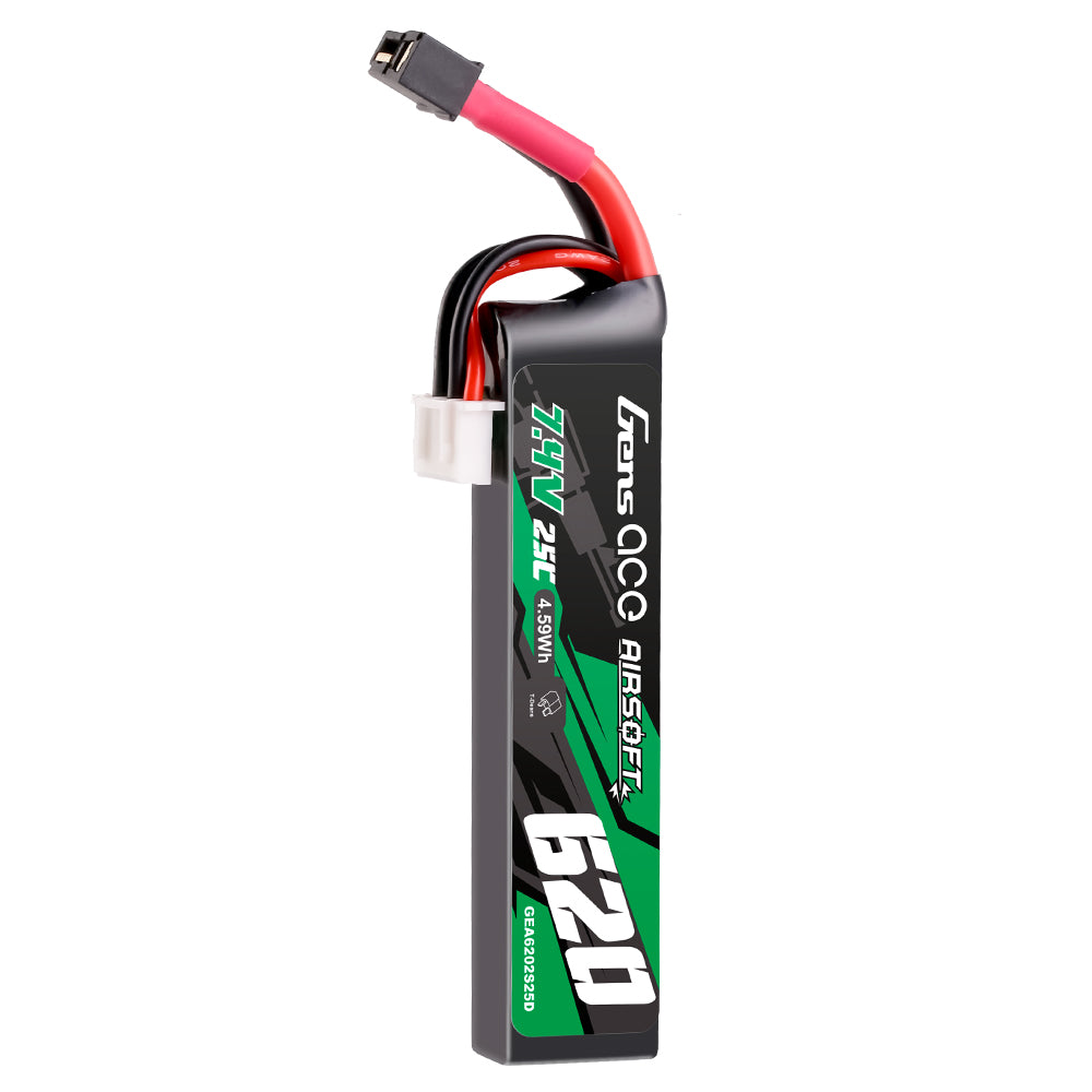 Gens ace 25C 620mAh 2S1P 7.4V Airsoft Gun Lipo Battery with Mini Deans(T) Plug