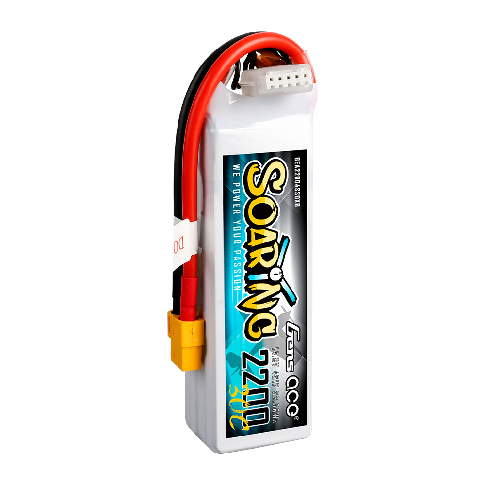 Gens ace Soaring 2200mAh 14.8V 30C 4S1P Lipo Battery Pack with XT60 plug