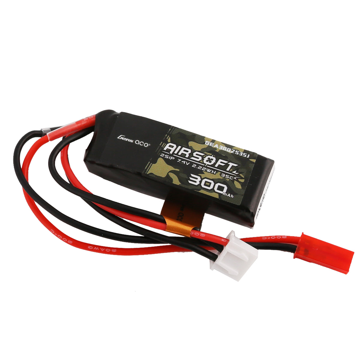 Gens ace 35C 300mAh 2S1P 7.4V Airsoft Gun Lipo Battery with JST-SYP Plug