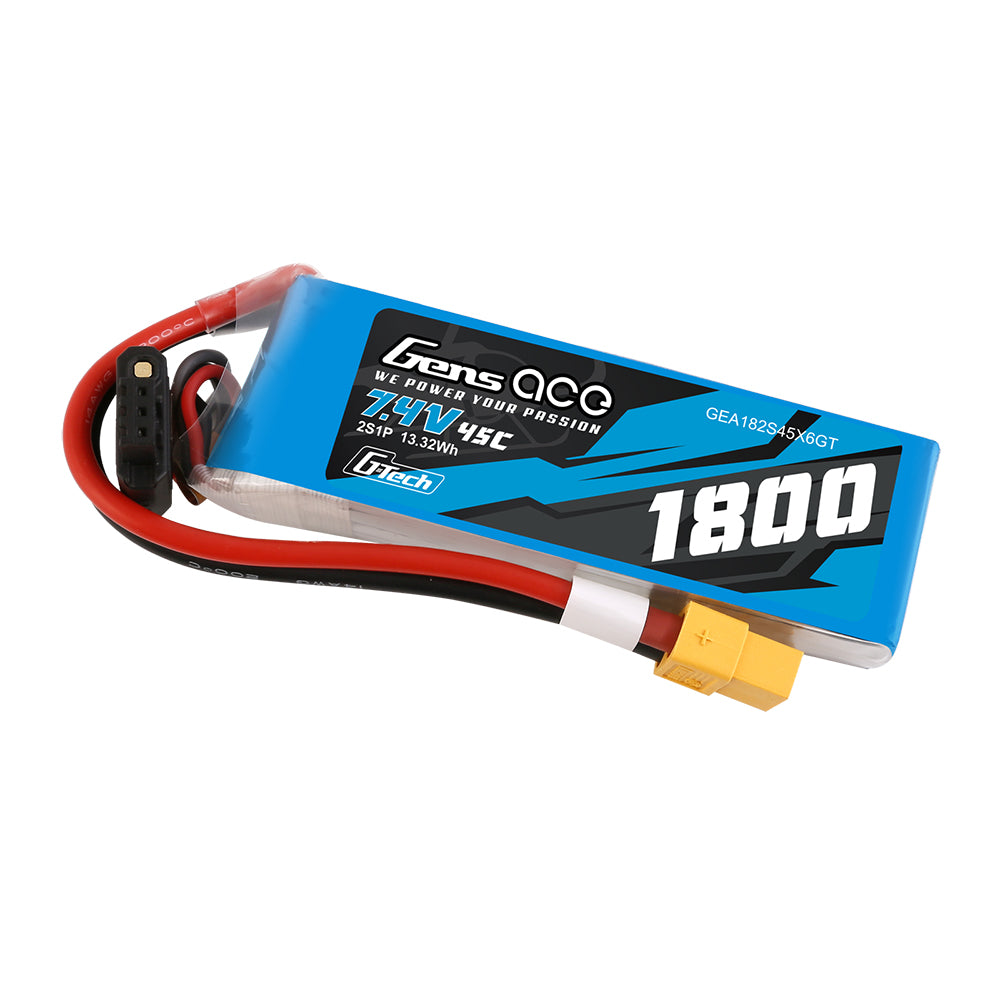 Gens ace G-Tech 1800mAh 7.4V 45C 2S1P Lipo Battery Pack with XT60 Plug