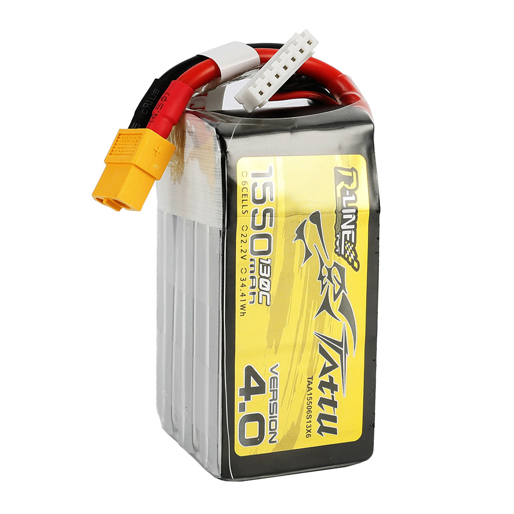 Tattu R-Line Version 4.0 1550mAh 6S 22.2V 130C Lipo Battery Pack with XT60 Plug