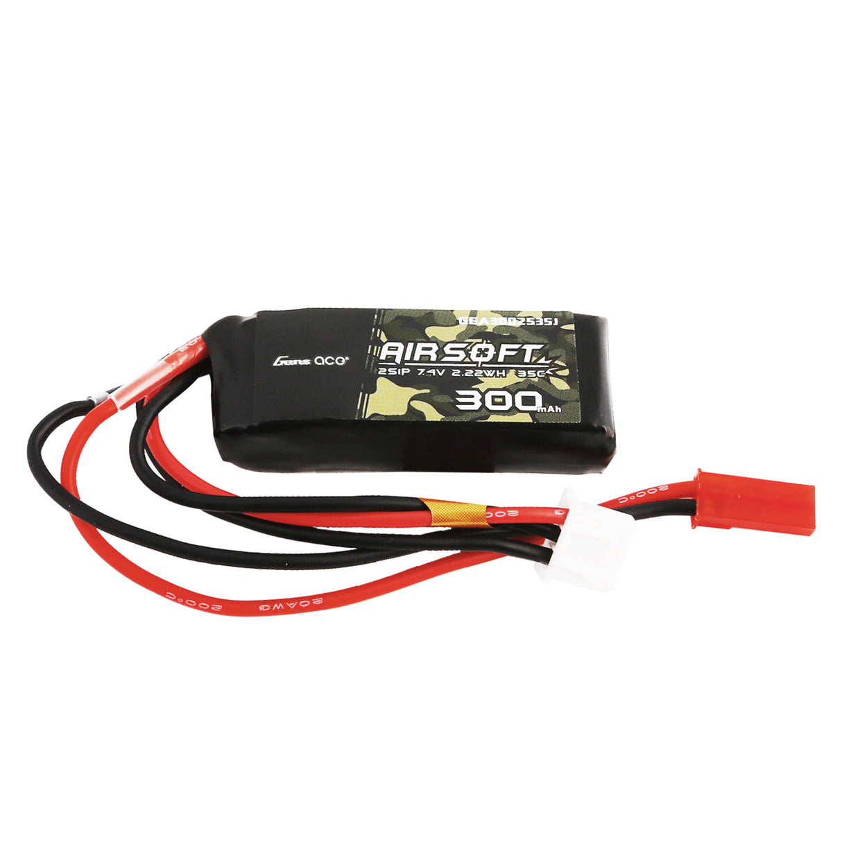 Gens ace 35C 300mAh 2S1P 7.4V Airsoft Gun Lipo Battery with JST-SYP Plug