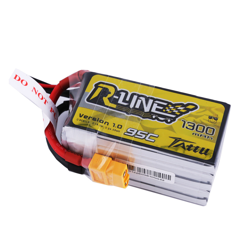 Tattu R-Line 1300mAh 5S 95C lipo battery pack with XT60 Plug