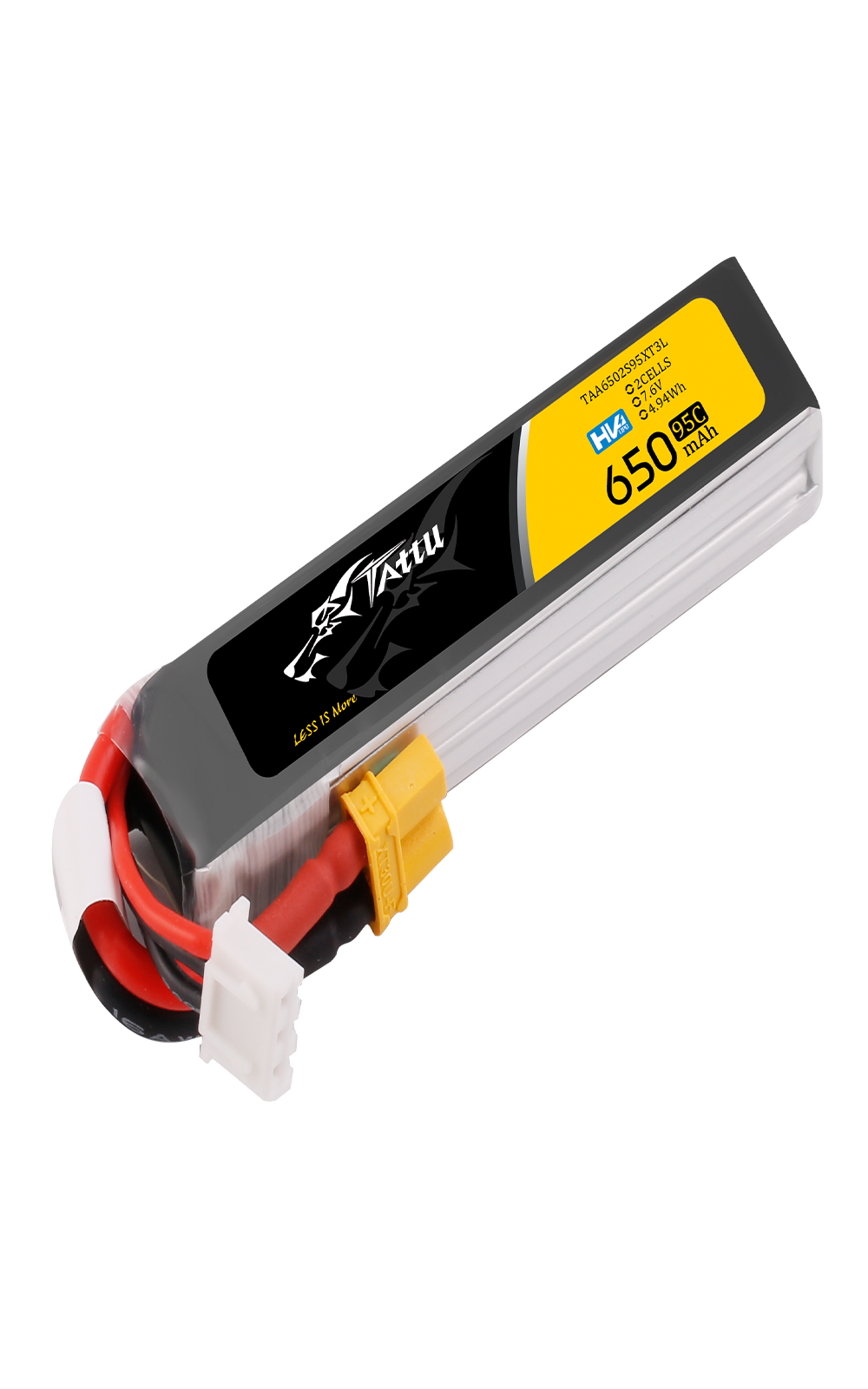 Tattu 2s 650mAh 95C 7.6V HV Lipo Battery with XT30 Long-Pack