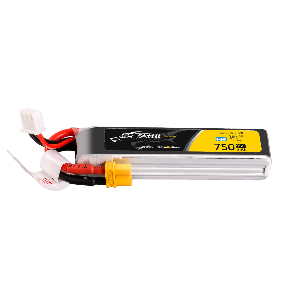 Tattu Lipo 750mAh 95C 2S1P 7.6V HV XT30U-F Long-Pack