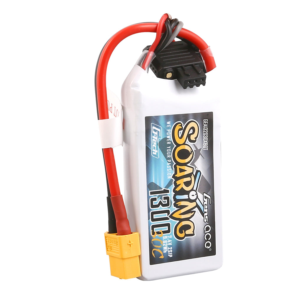 Gens ace G-Tech Soaring 1300mAh 7.4V 30C 2S1P Lipo Battery Pack with XT60 plug