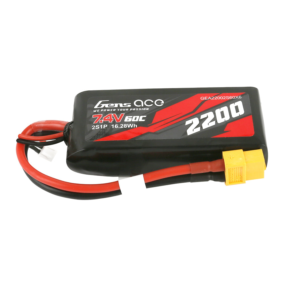 Gens ace 2200mAh 7.4V 60C 2S1P Lipo Battery With XT60 Plug