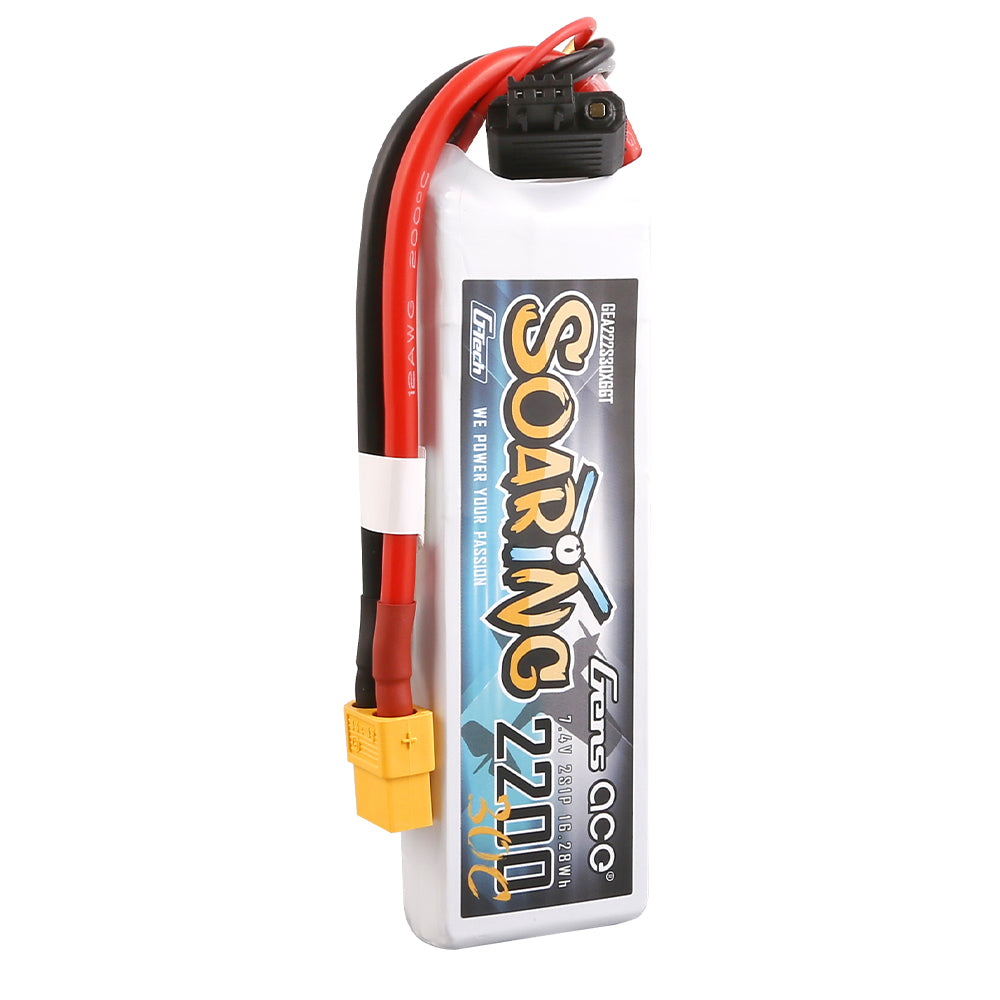 Gens ace G-Tech Soaring 2200mAh 7.4V 30C 2S1P Lipo Battery Pack with XT60 Plug