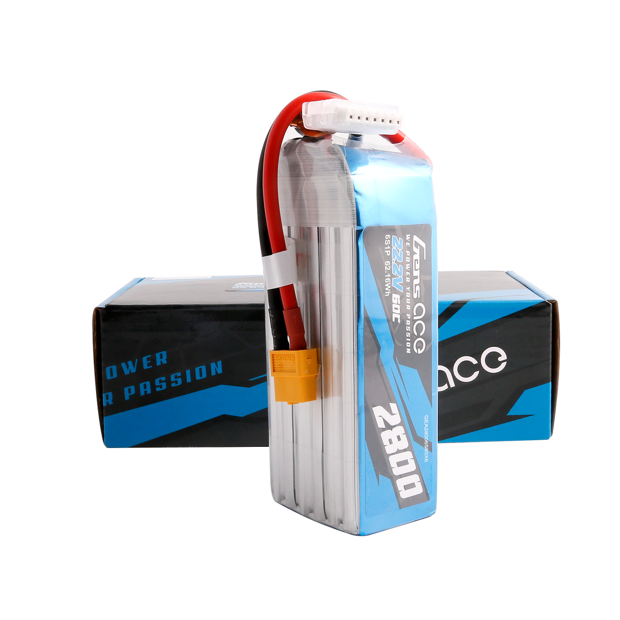 Gens ace 2800mAh 22.2V 60C 6S1P Lipo Battery Pack with XT60 plug