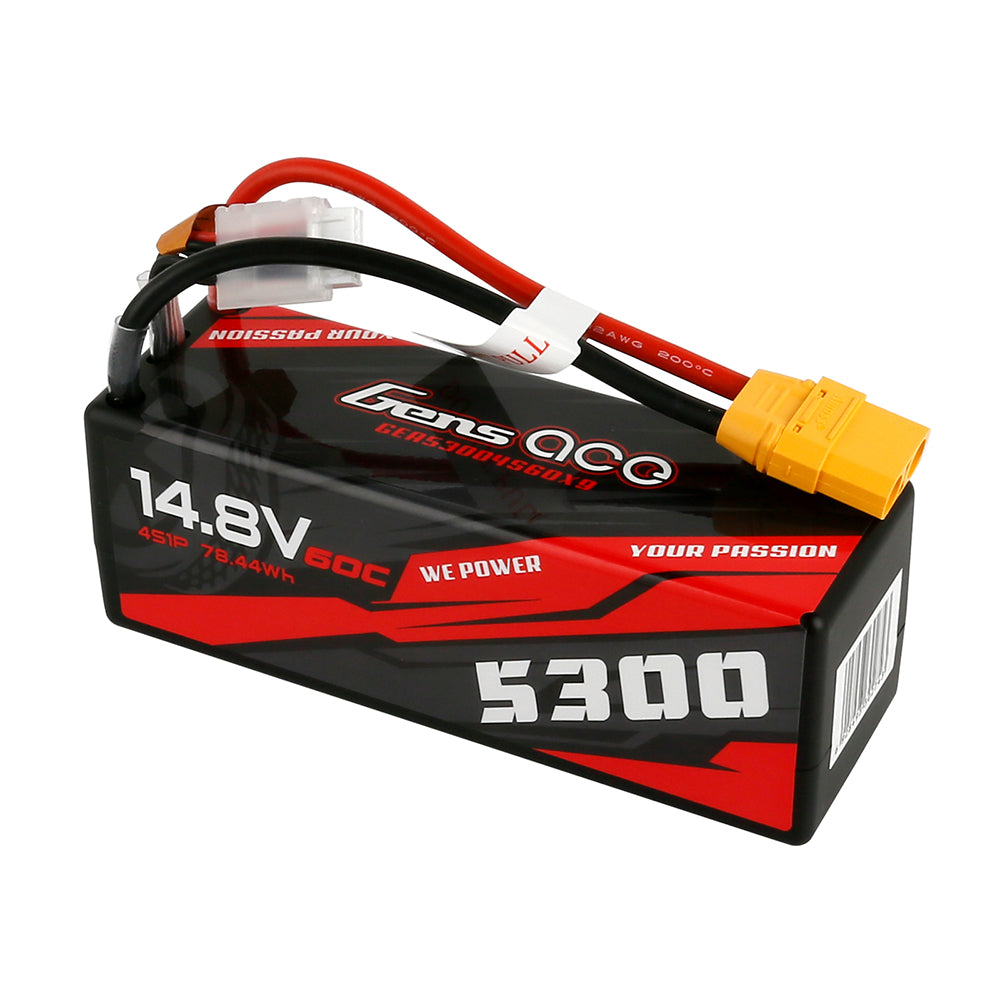 Gens ace 5300mAh 14.8V 60C 4S1P HardCase 14# car Lipo Battery pack with XT90