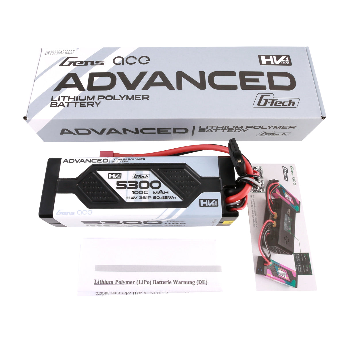 Gens ace Advanced G-Tech 5300mAh 11.4V 3S1P 100C HV car Lipo Battery Pack Hardcase with Deans Plug