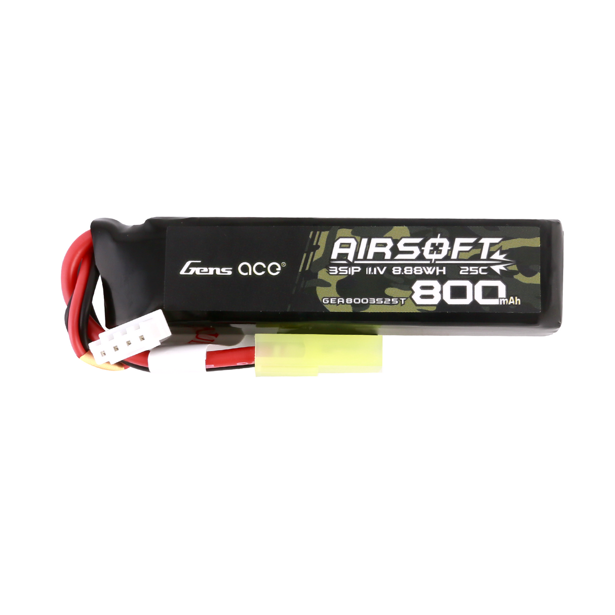 Gens Ace Lipo 800MAH 11.1V 25C 3S1P Airsoft Gun Lipo Battery with mini Tamiya Plug