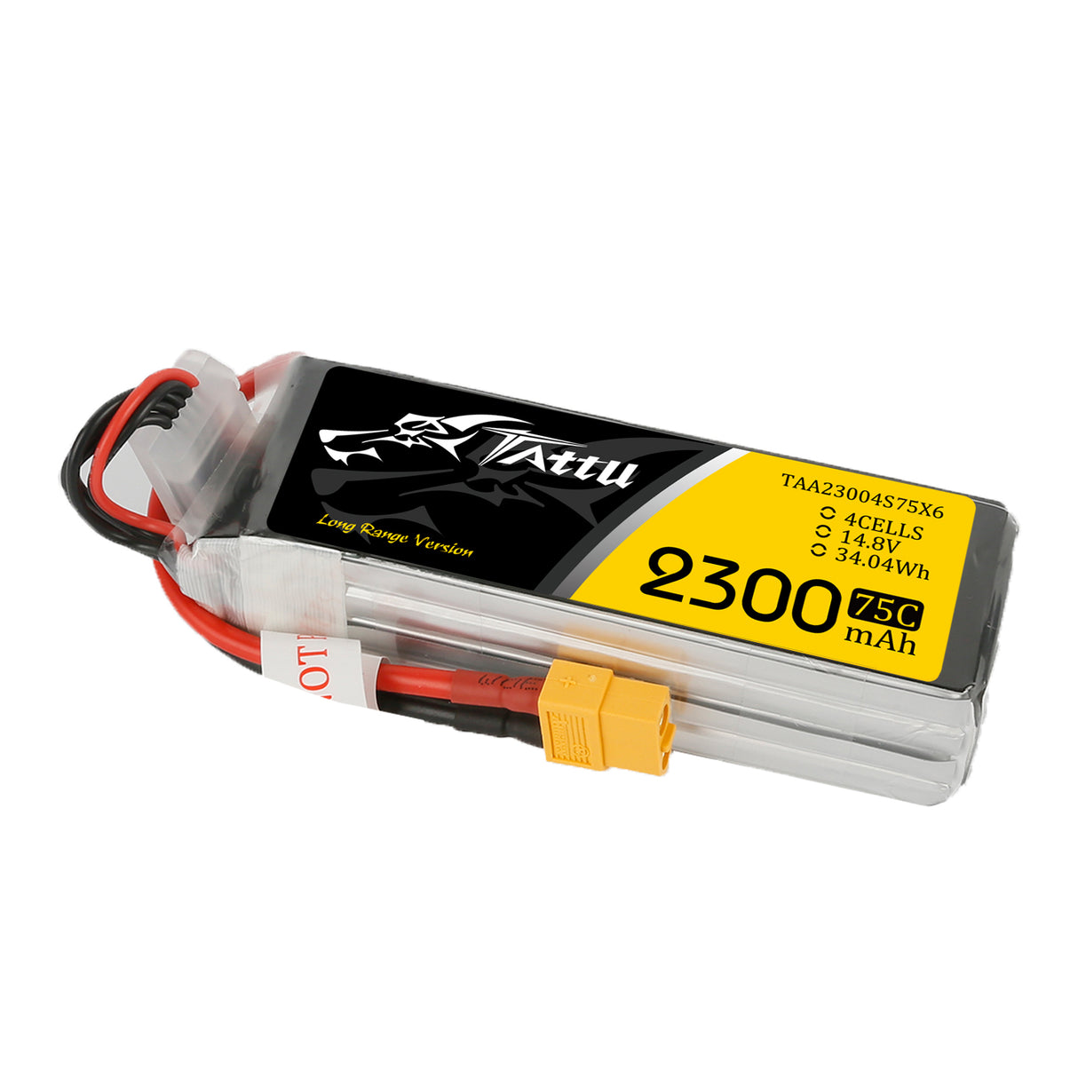 TATTU 2300mAh 14.8V 75C 4S1P Lipo Battery Pack with XT60