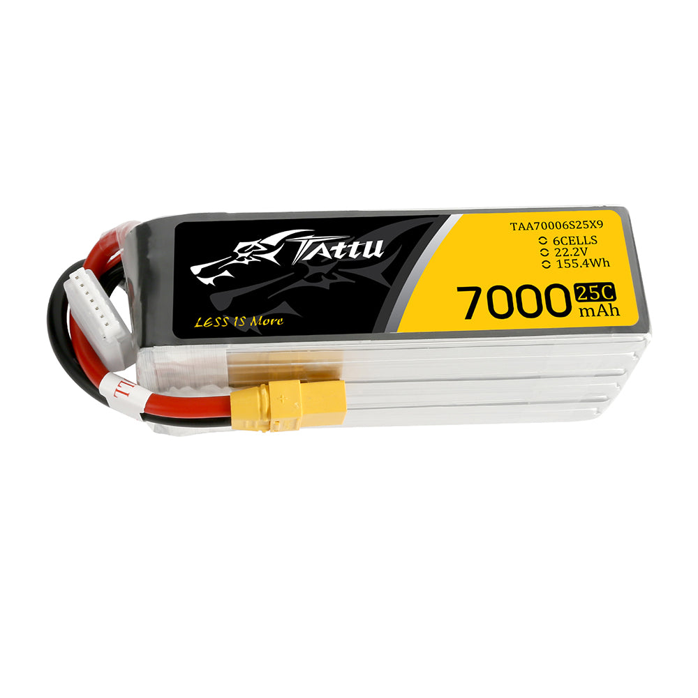 Tattu 7000mAh 6S 22.2V 25C Lipo Battery pack with XT90